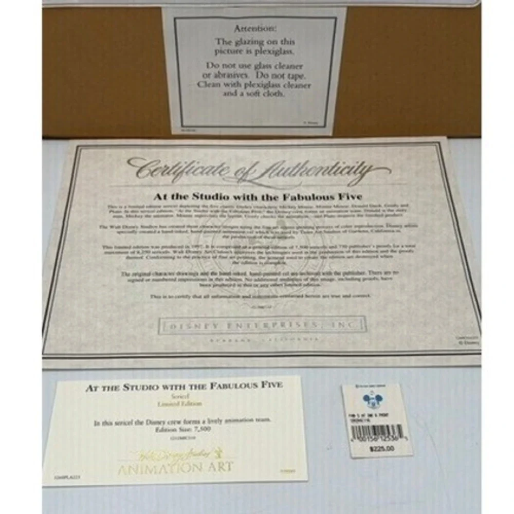Disney At the Studio with the Fabulous Five Limited Edition Sericel Framed COA - Picture 6 of 8